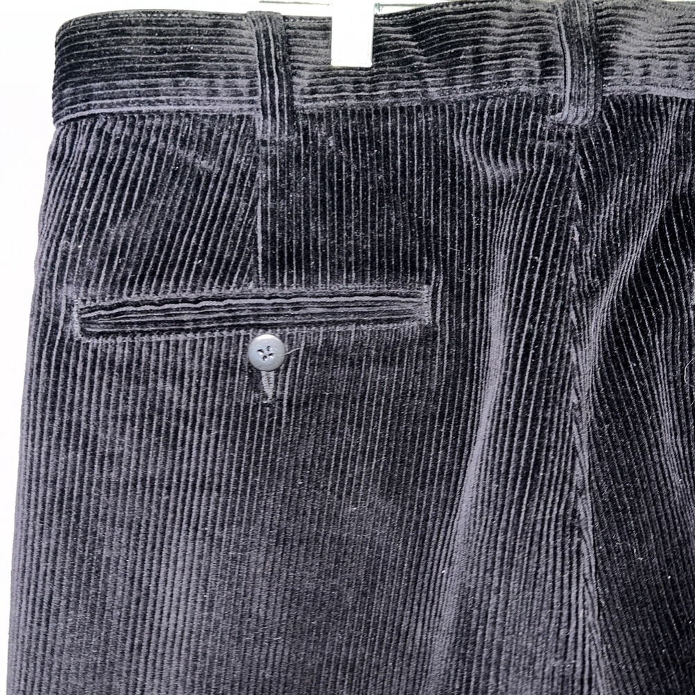VTG Jos A Bank Pants Mens 36x29 Black Wide Corduroy Pleated Cuff Cords Hong Kong - Picture 4 of 9